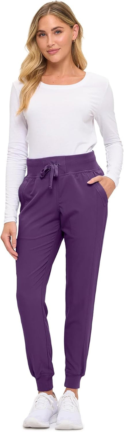 Monarch Uniforms Women's Soft Stretch Jogger Scrub Pants – Ultra Comfortable, Flexible Medical Uniform Pants - Eggplant