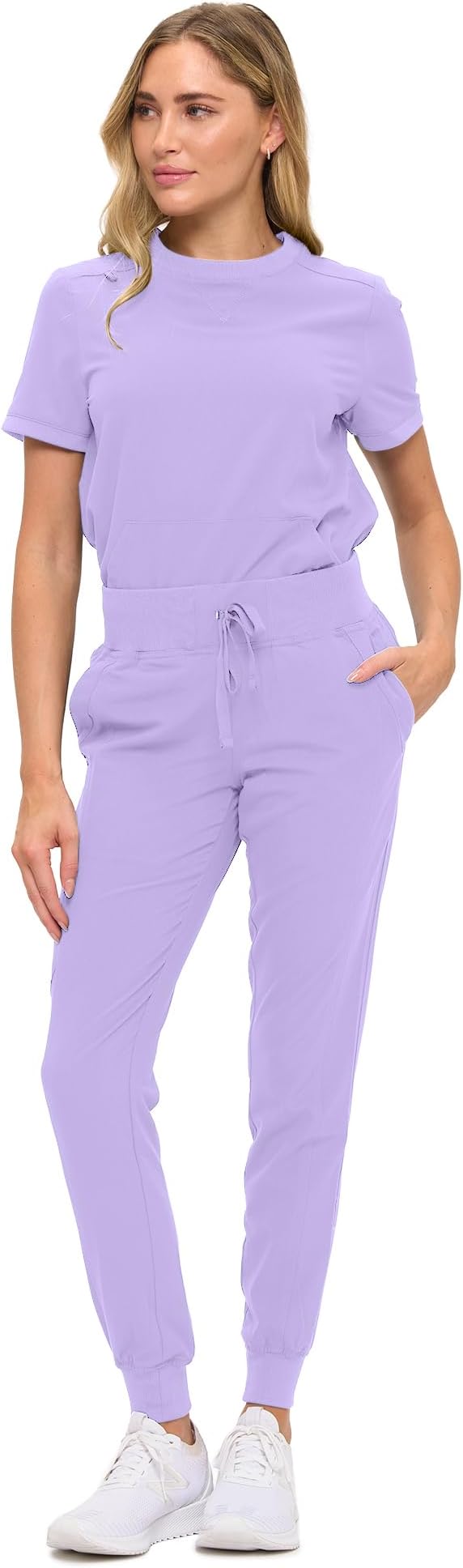 Women’s Scrub Set – Soft Stretch Fabric, Modern Fit Jogger Pants & Crew Neck Top