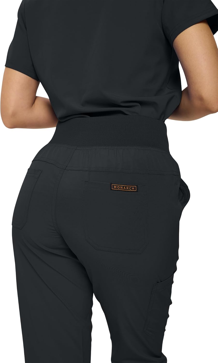 Monarch Uniforms Women's Jogger Scrubs Ribbed Jogger Scrub Pants for Women - Black