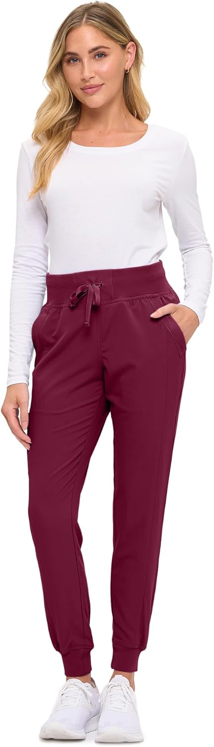 Monarch Uniforms Women's Soft Stretch Jogger Scrub Pants – Ultra Comfortable, Flexible Medical Uniform Pants - Burgundy