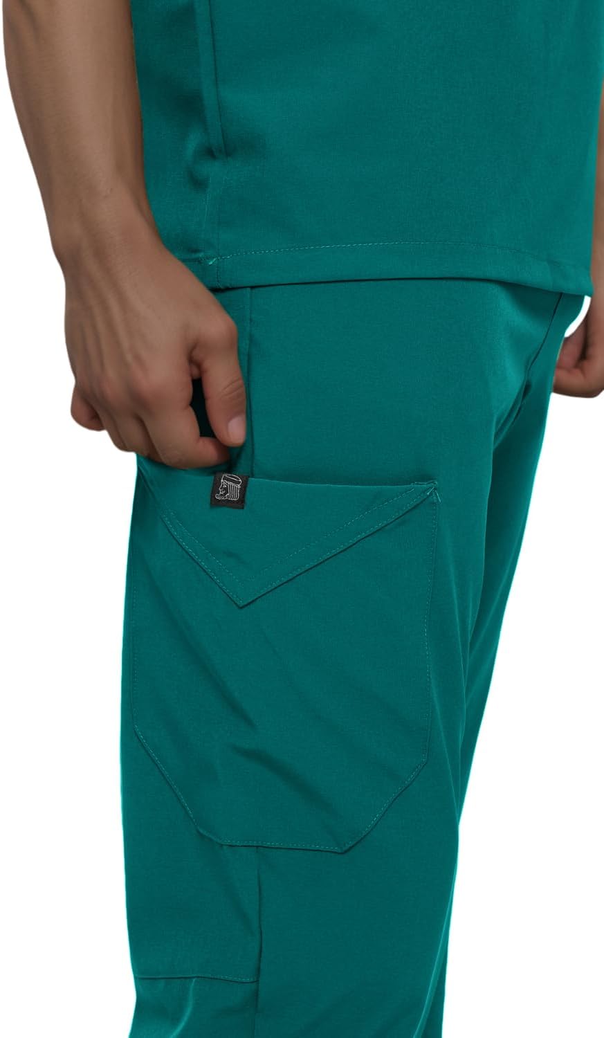 Monarch Uniforms Men's Jogger Scrub Set Tuck-in Scrubs for Men with Jogger Pants and One Pocket Top - Hunter Green