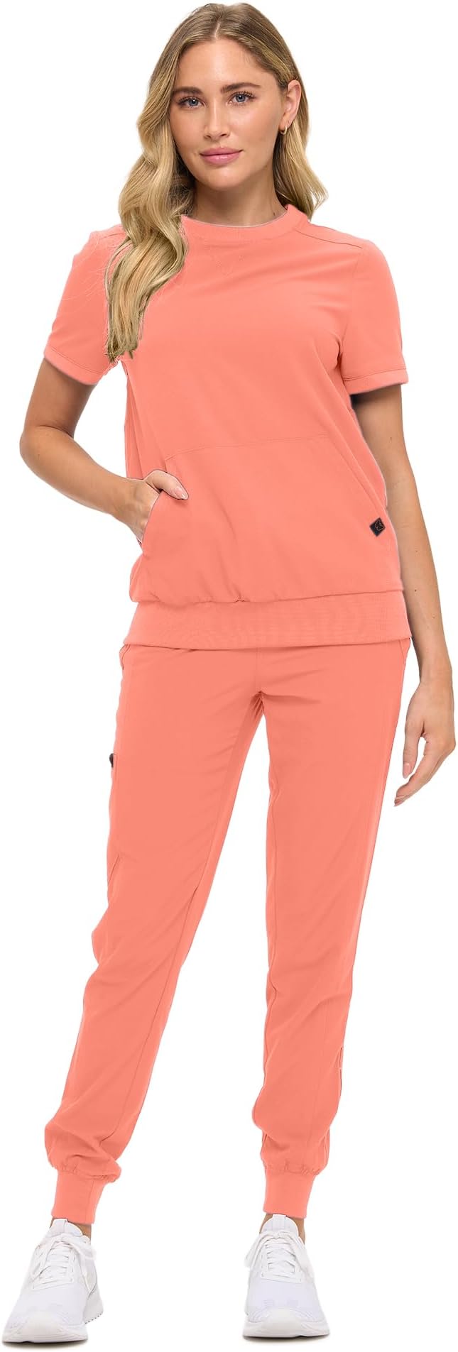 Women’s Scrub Set – Soft Stretch Fabric, Modern Fit Jogger Pants & Crew Neck Top
