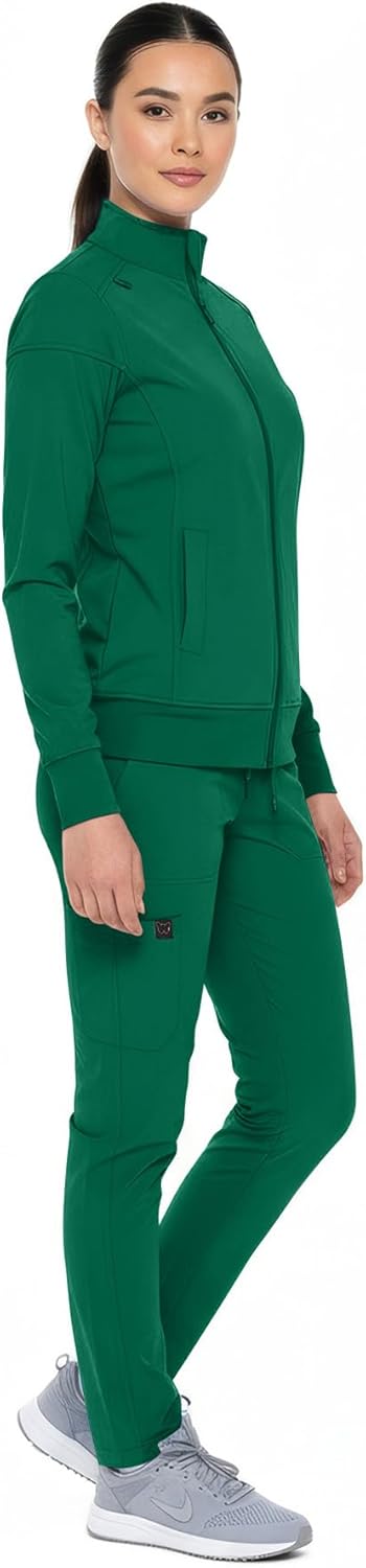 Monarch Uniforms Women's Scrub Jacket Zippered Warm-up Jacket - Hunter Green