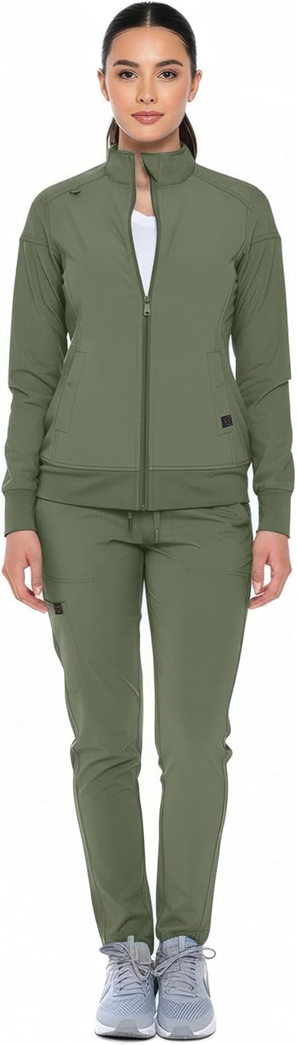 Monarch Uniforms Women's Scrub Jacket Zippered Warm-up Jacket - Olive Green