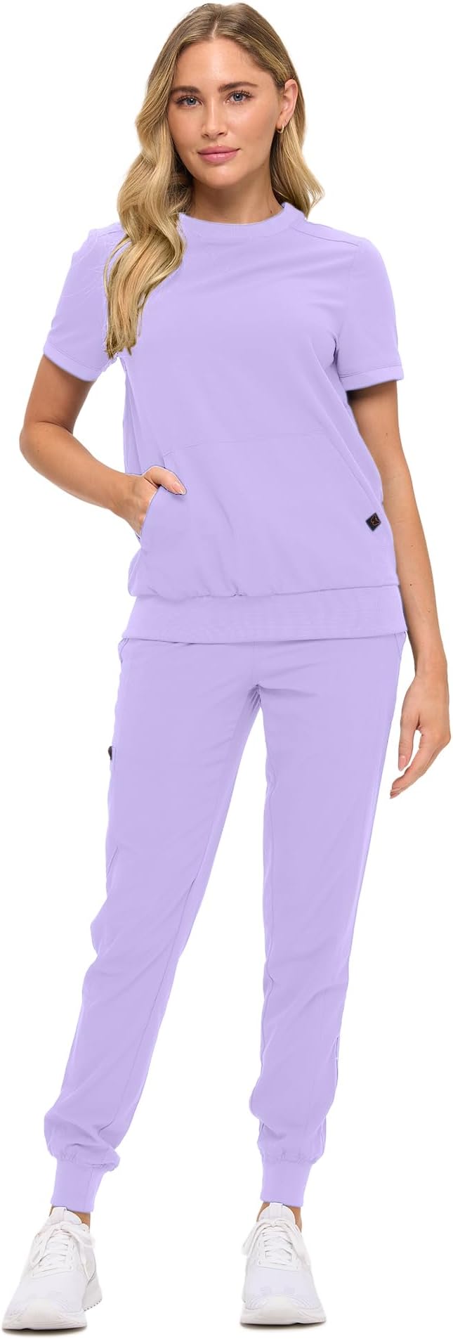 Women’s Scrub Set – Soft Stretch Fabric, Modern Fit Jogger Pants & Crew Neck Top