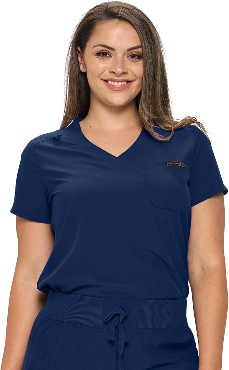 Monarch Uniforms Women's Scrub Top One Pocket Tuck-In Scrub Top - Navy