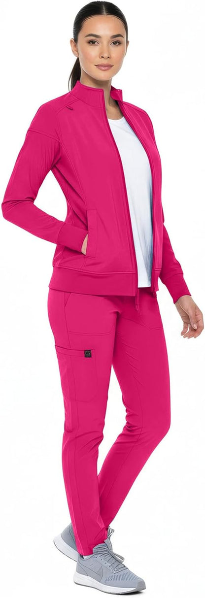 Monarch Uniforms Women's Scrub Jacket Zippered Warm-up Jacket - Hot Pink