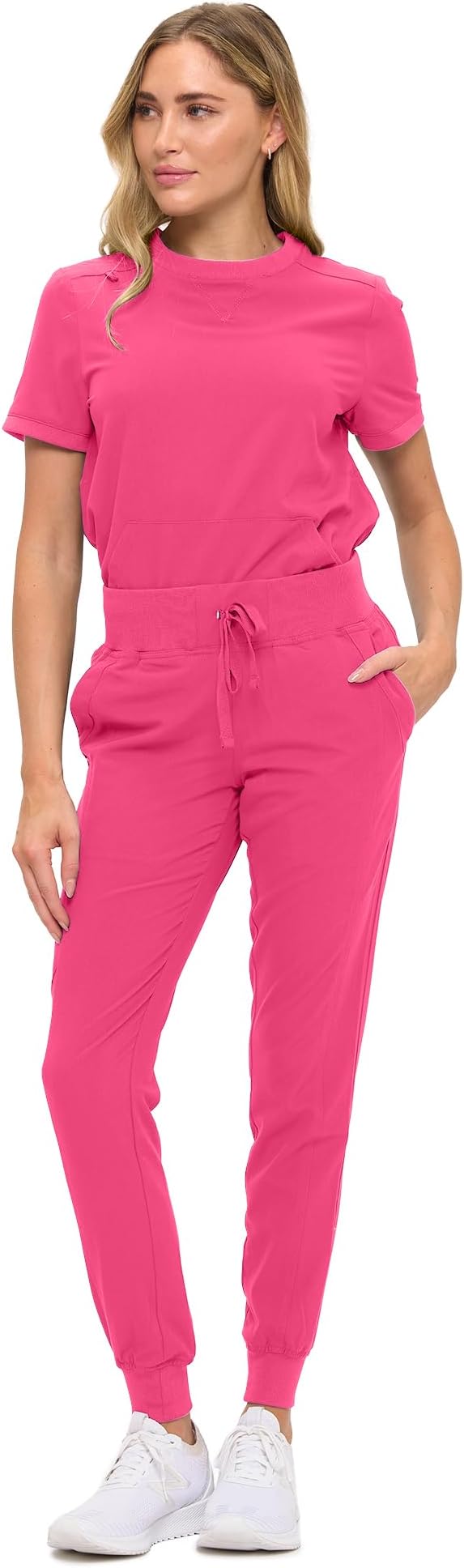 Women’s Scrub Set – Soft Stretch Fabric, Modern Fit Jogger Pants & Crew Neck Top