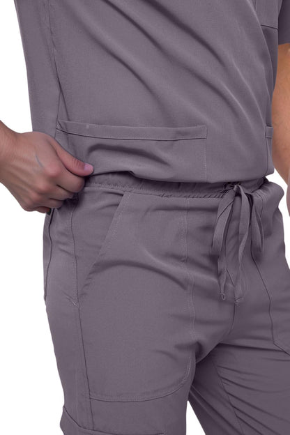 Monarch Uniforms Men's Scrub Set V-Neck Scrub Sets with Nine Large Pockets - Charcoal