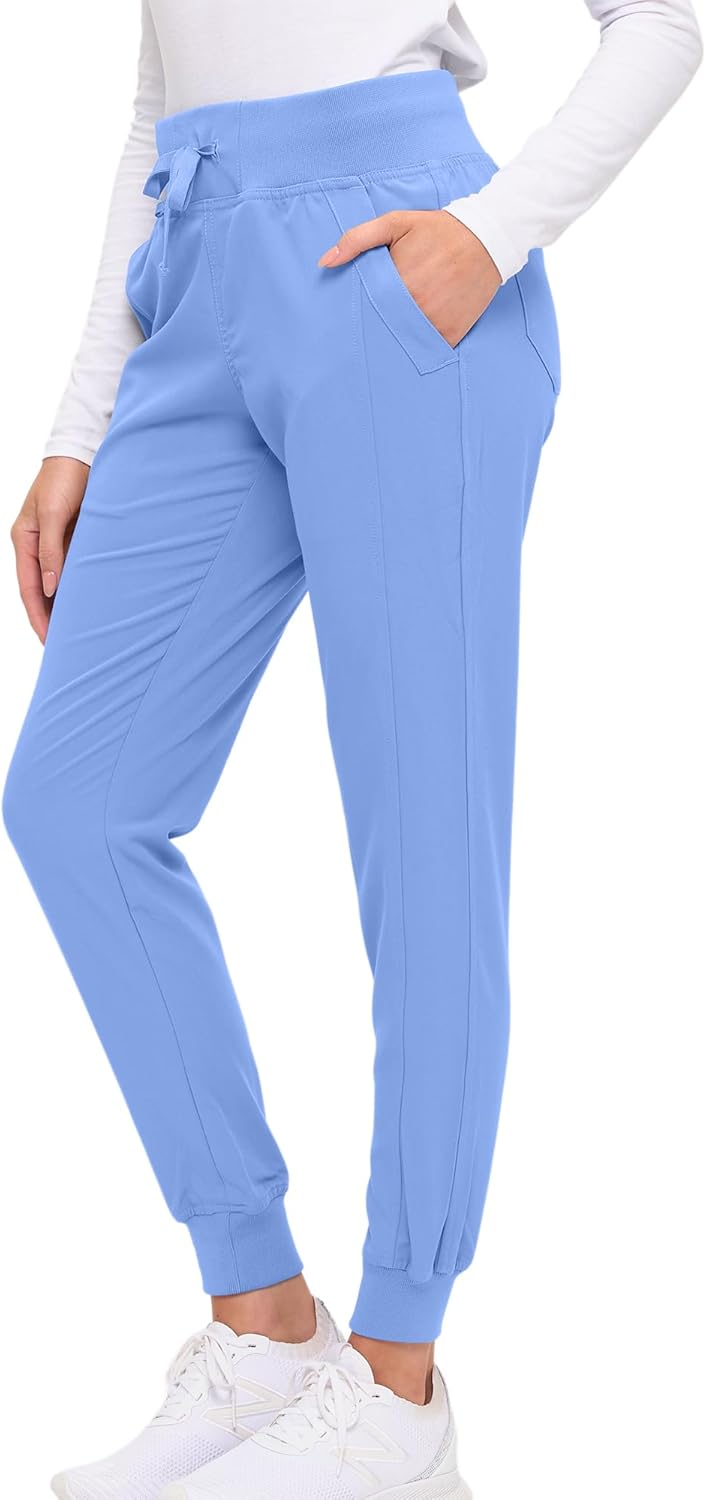 Monarch Uniforms Women's Soft Stretch Jogger Scrub Pants – Ultra Comfortable, Flexible Medical Uniform Pants - Ceil Blue