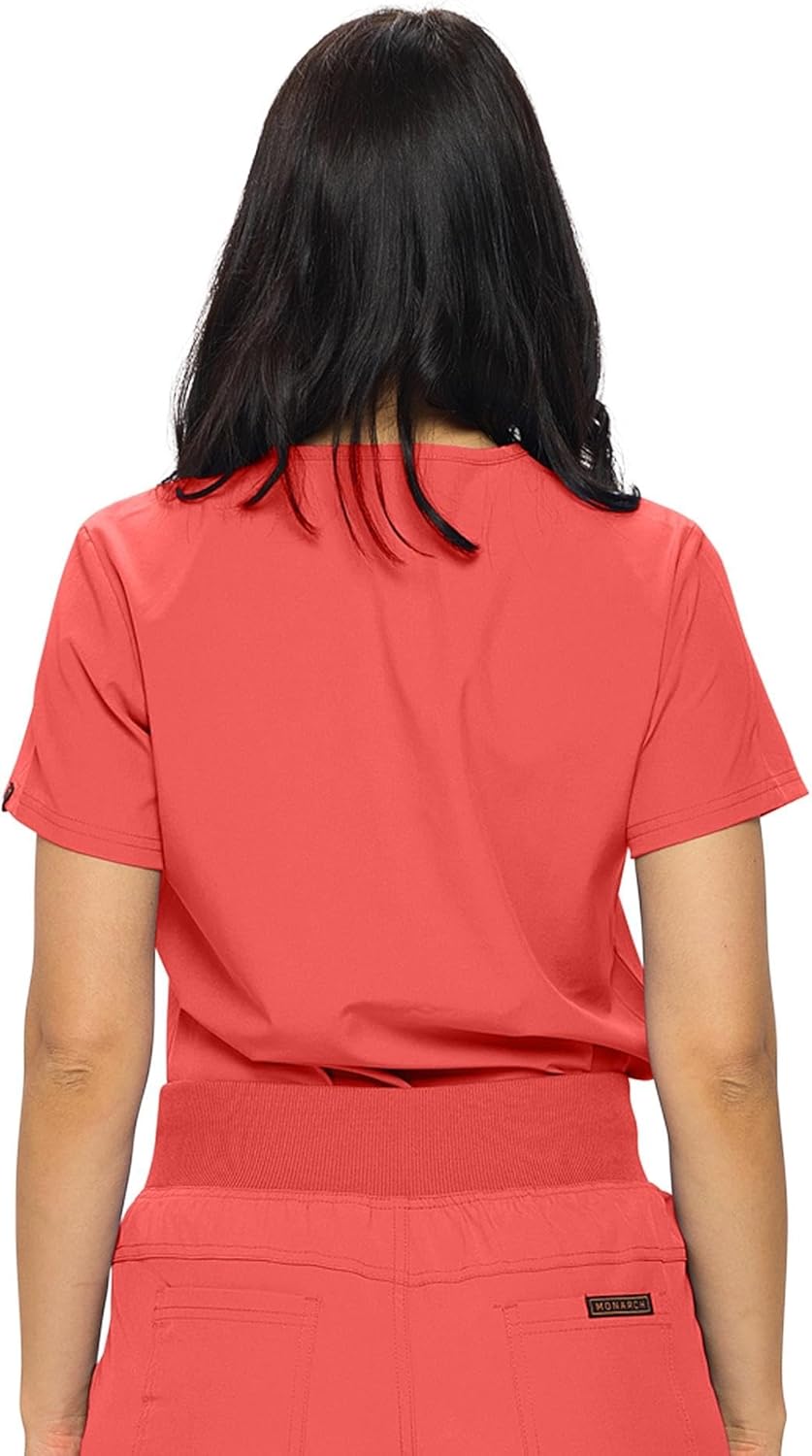 Monarch Uniforms Women's Scrub Top One Pocket Tuck-In Scrub Top - Coral