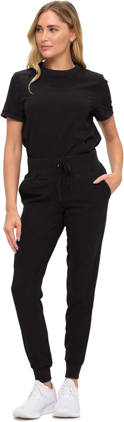 Women’s Scrub Set – Soft Stretch Fabric, Modern Fit Jogger Pants & Crew Neck Top