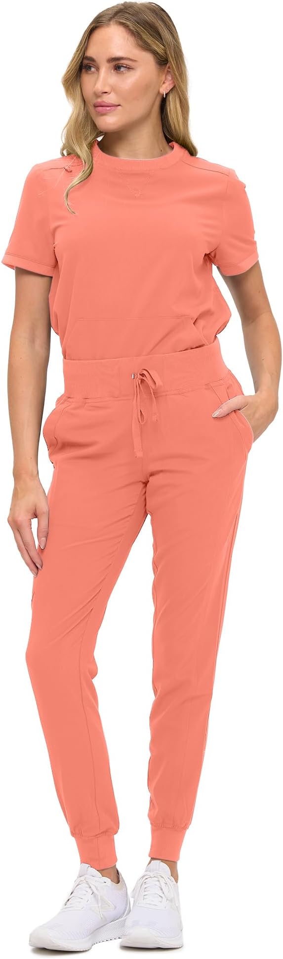 Women’s Scrub Set – Soft Stretch Fabric, Modern Fit Jogger Pants & Crew Neck Top
