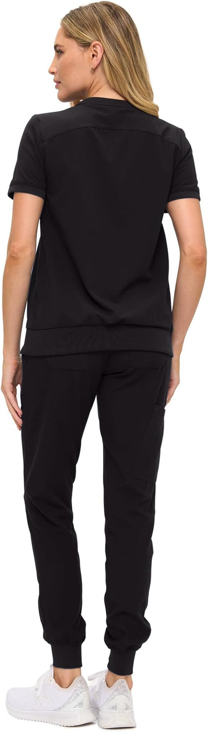 Women’s Scrub Set – Soft Stretch Fabric, Modern Fit Jogger Pants & Crew Neck Top