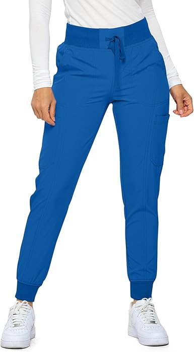 Petite Women's Jogger Scrubs Ribbed Jogger Scrub Pants for Women