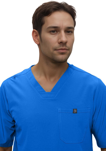 Monarch Uniforms Men's Jogger Scrub Set Tuck-in Scrubs for Men with Jogger Pants and One Pocket Top - Royal Blue