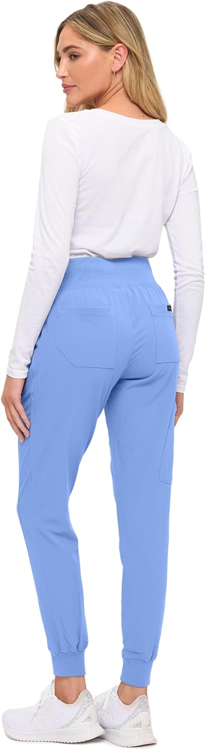 Monarch Uniforms Women's Soft Stretch Jogger Scrub Pants – Ultra Comfortable, Flexible Medical Uniform Pants - Ceil Blue