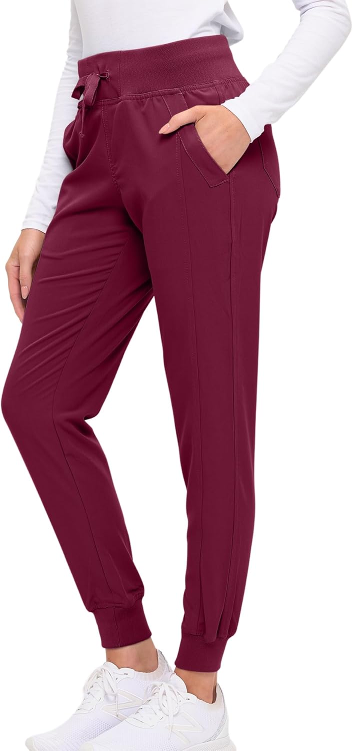 Monarch Uniforms Women's Soft Stretch Jogger Scrub Pants – Ultra Comfortable, Flexible Medical Uniform Pants - Burgundy