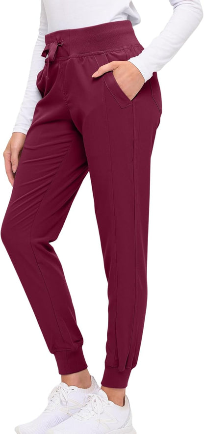 Monarch Uniforms Women's Soft Stretch Jogger Scrub Pants – Ultra Comfortable, Flexible Medical Uniform Pants - Burgundy
