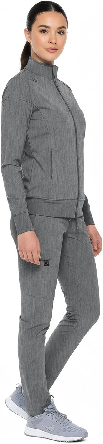 Monarch Uniforms Women's Scrub Jacket Zippered Warm-up Jacket - Heather Grey