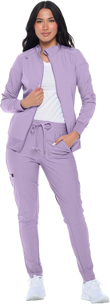 Women's Scrub Jacket Zippered Warm-up Jacket