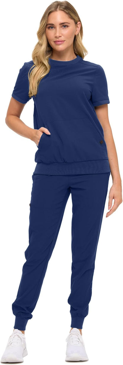 Women’s Scrub Set – Soft Stretch Fabric, Modern Fit Jogger Pants & Crew Neck Top