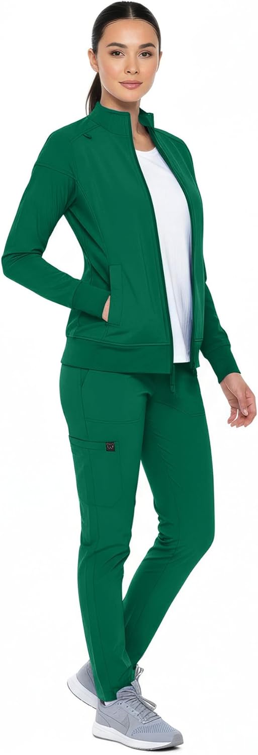 Monarch Uniforms Women's Scrub Jacket Zippered Warm-up Jacket - Hunter Green