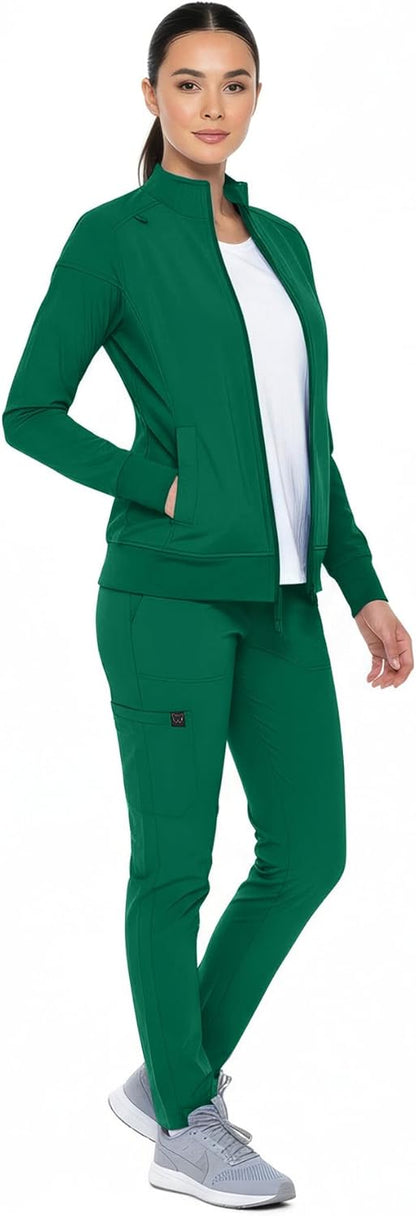 Monarch Uniforms Women's Scrub Jacket Zippered Warm-up Jacket - Hunter Green