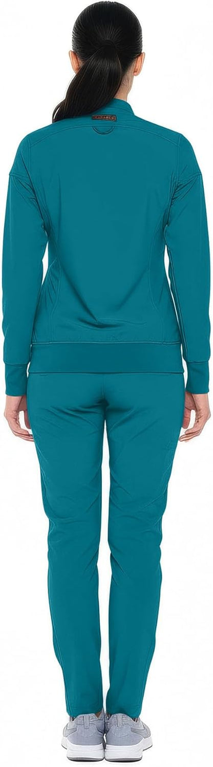 Monarch Uniforms Women's Scrub Jacket Zippered Warm-up Jacket - Caribbean Blue