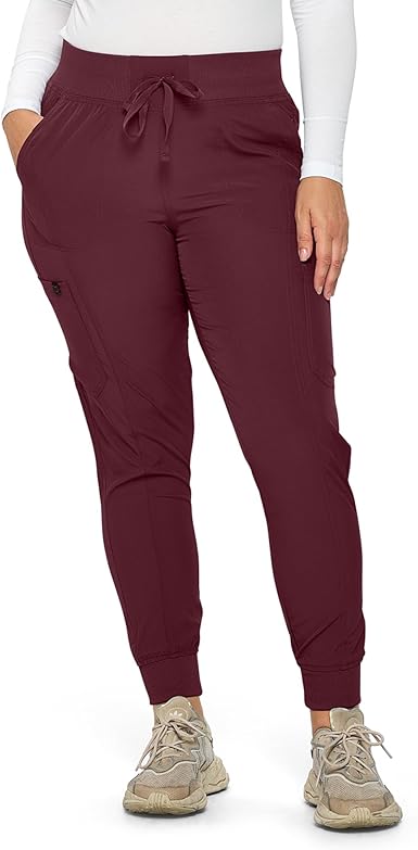 Petite Women's Jogger Scrubs Ribbed Jogger Scrub Pants for Women