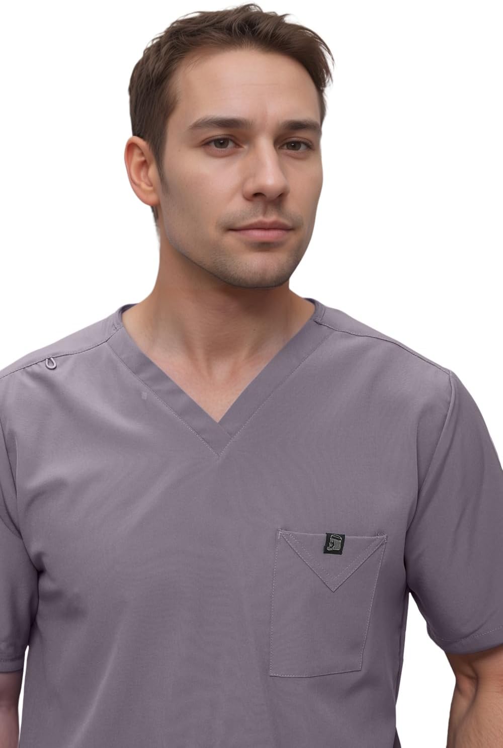 Monarch Uniforms Men's Scrub Set V-Neck Scrub Sets with Nine Large Pockets - Charcoal