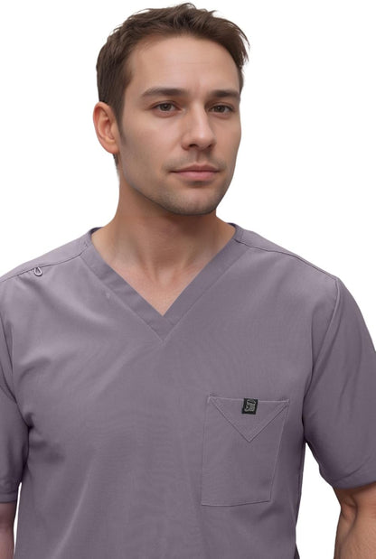 Monarch Uniforms Men's Scrub Set V-Neck Scrub Sets with Nine Large Pockets - Charcoal