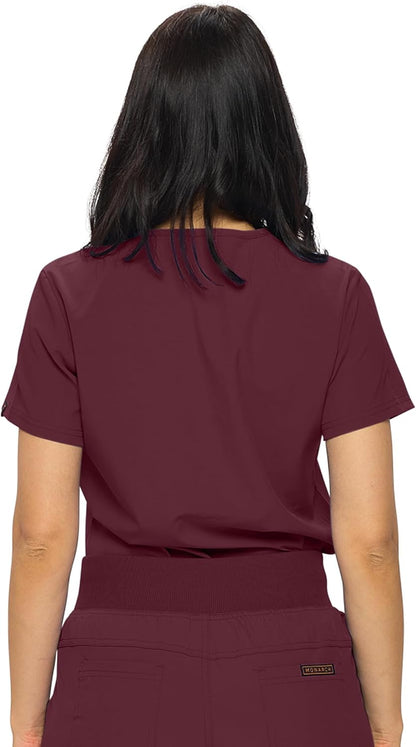 Monarch Uniforms Women's Scrub Top One Pocket Tuck-In Scrub Top - Burgundy