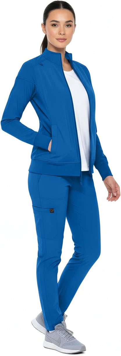 Monarch Uniforms Women's Scrub Jacket Zippered Warm-up Jacket - Royal Blue