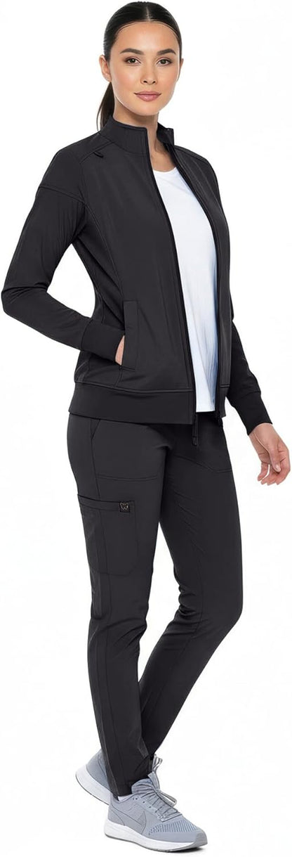 Monarch Uniforms Women's Scrub Jacket Zippered Warm-up Jacket - Black