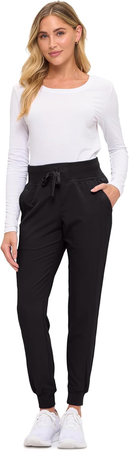 Monarch Uniforms Women's Soft Stretch Jogger Scrub Pants – Ultra Comfortable, Flexible Medical Uniform Pants - Black
