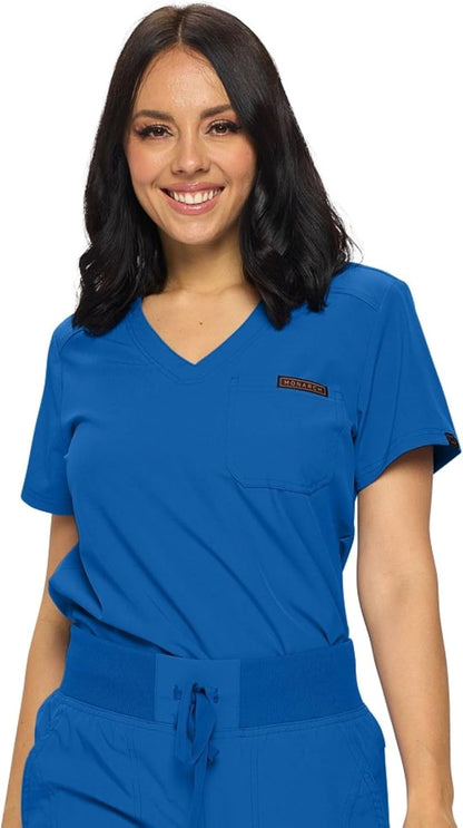 Monarch Uniforms Women's Scrub Top One Pocket Tuck-In Scrub Top - Royal Blue