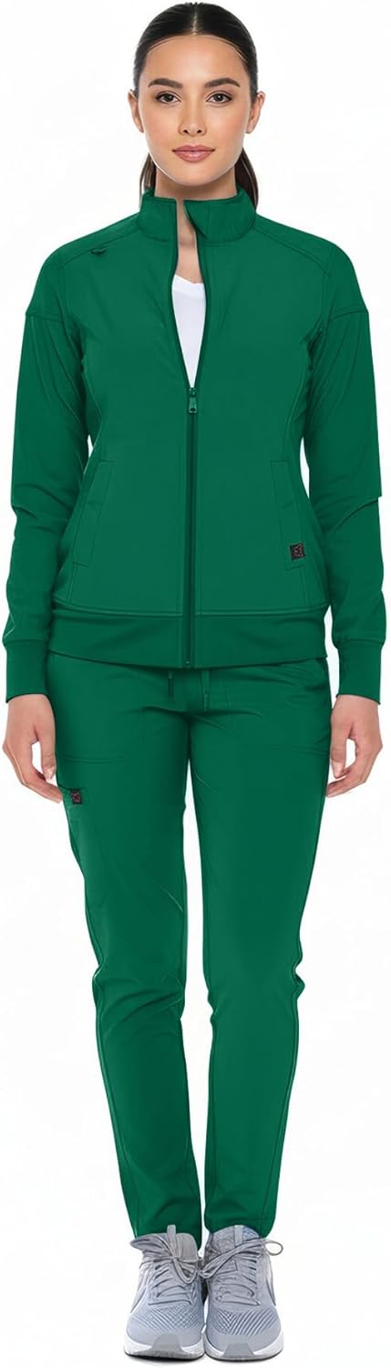Monarch Uniforms Women's Scrub Jacket Zippered Warm-up Jacket - Hunter Green