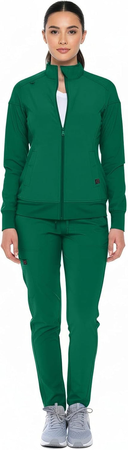 Monarch Uniforms Women's Scrub Jacket Zippered Warm-up Jacket - Hunter Green