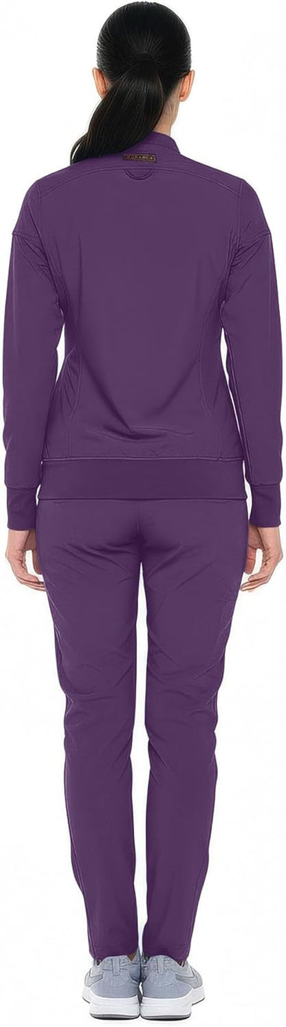 Monarch Uniforms Women's Scrub Jacket Zippered Warm-up Jacket - Eggplant