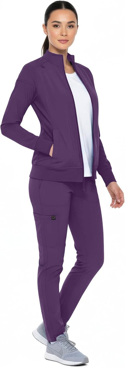 Monarch Uniforms Women's Scrub Jacket Zippered Warm-up Jacket - Eggplant