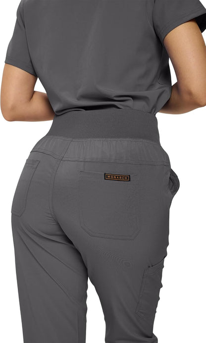 Monarch Uniforms Women's Jogger Scrubs Ribbed Jogger Scrub Pants for Women - Charcoal