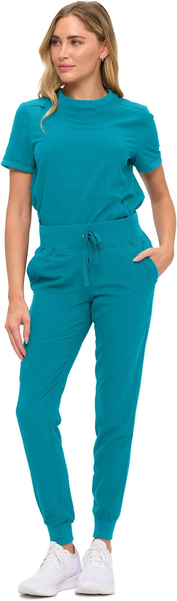 Women’s Scrub Set – Soft Stretch Fabric, Modern Fit Jogger Pants & Crew Neck Top