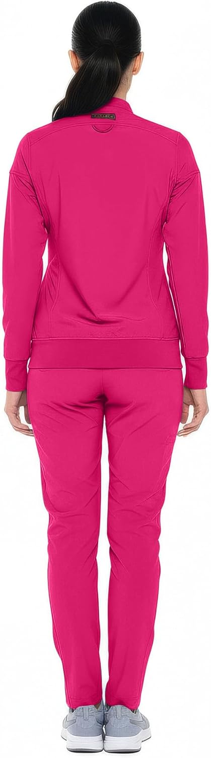 Monarch Uniforms Women's Scrub Jacket Zippered Warm-up Jacket - Hot Pink