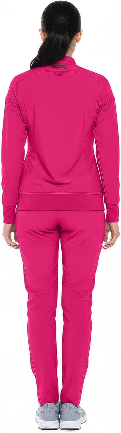 Monarch Uniforms Women's Scrub Jacket Zippered Warm-up Jacket - Hot Pink