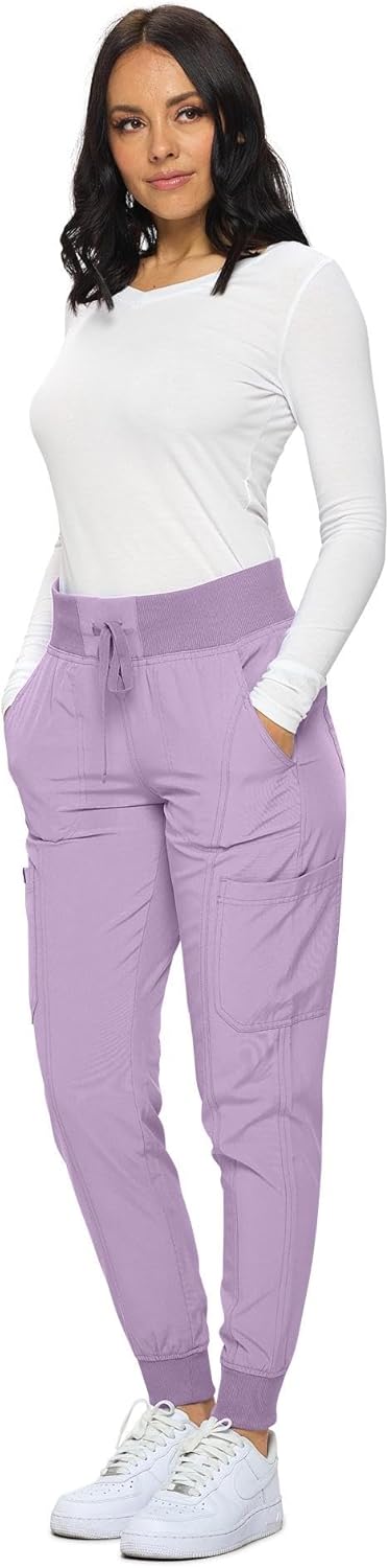 Monarch Uniforms Women's Jogger Scrubs Ribbed Jogger Scrub Pants for Women - Lavender