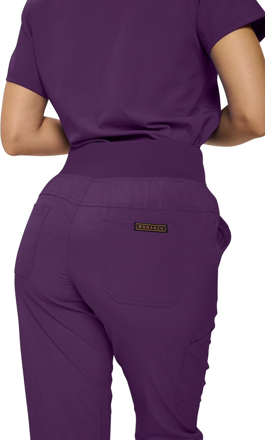 Monarch Uniforms Women's Jogger Scrubs Ribbed Jogger Scrub Pants for Women - Eggplant