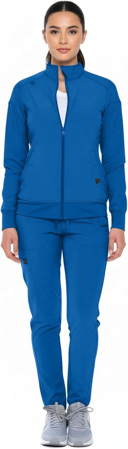 Monarch Uniforms Women's Scrub Jacket Zippered Warm-up Jacket - Royal Blue