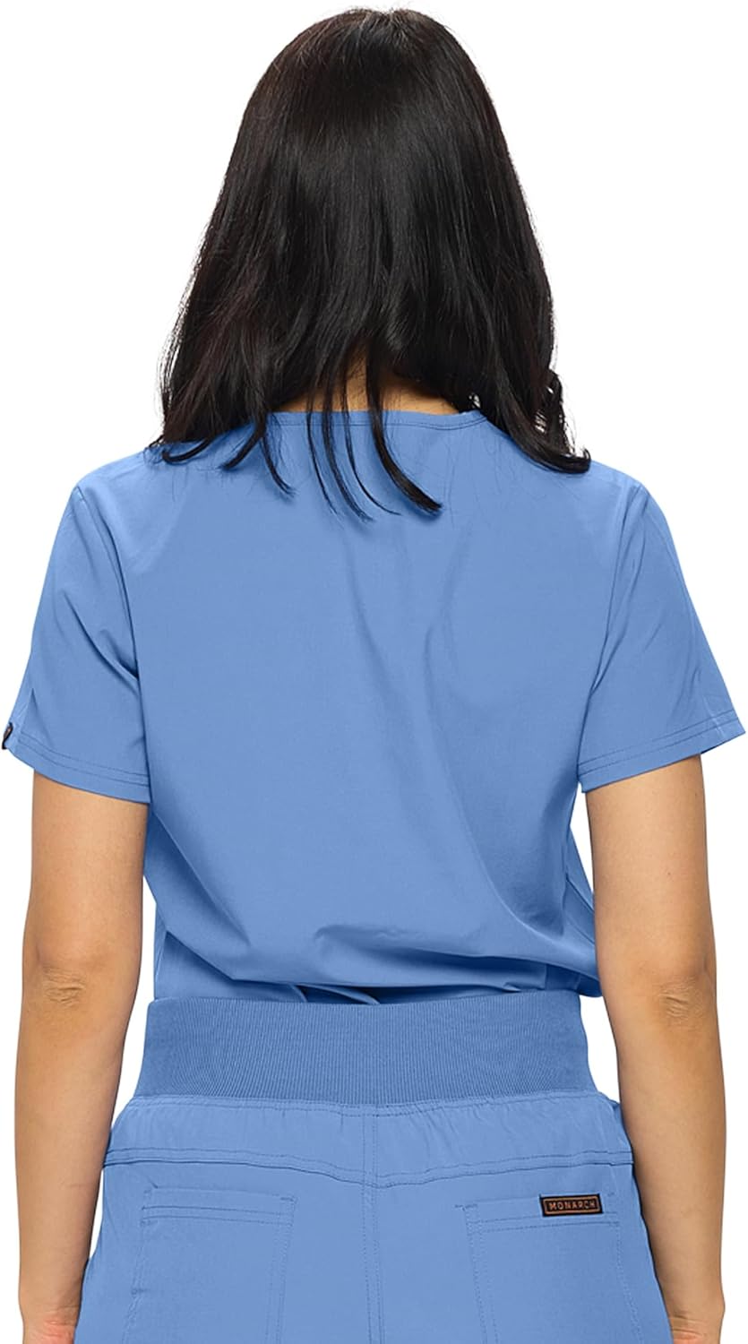Monarch Uniforms Women's Scrub Top One Pocket Tuck-In Scrub Top - Ceil Blue