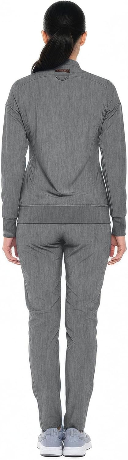 Monarch Uniforms Women's Scrub Jacket Zippered Warm-up Jacket - Heather Grey
